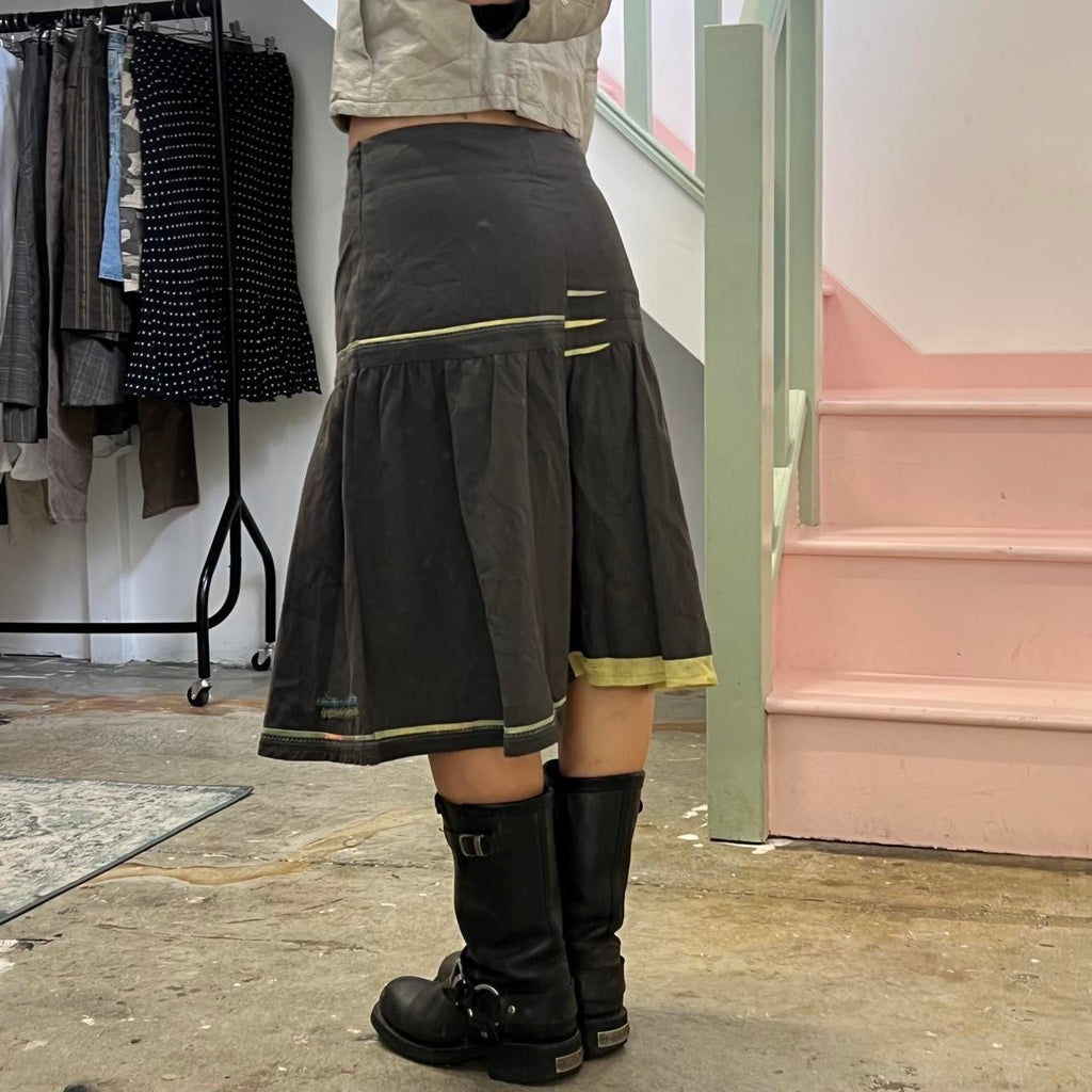 Khaki utility midi skirt