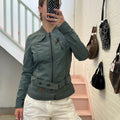Teal dark green zip up fitted utility style jacket