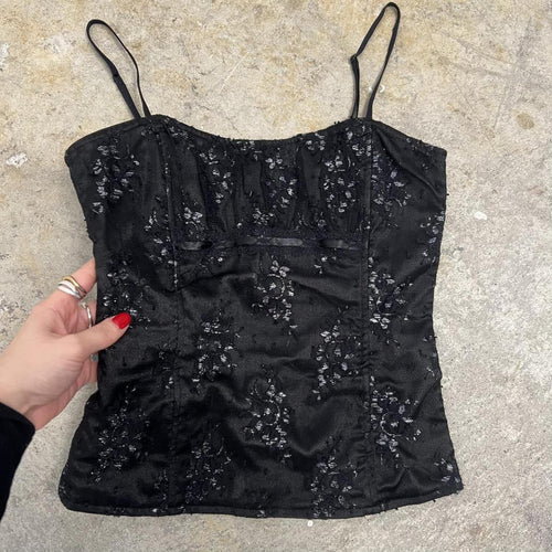 Black lace vintage corset with boning
