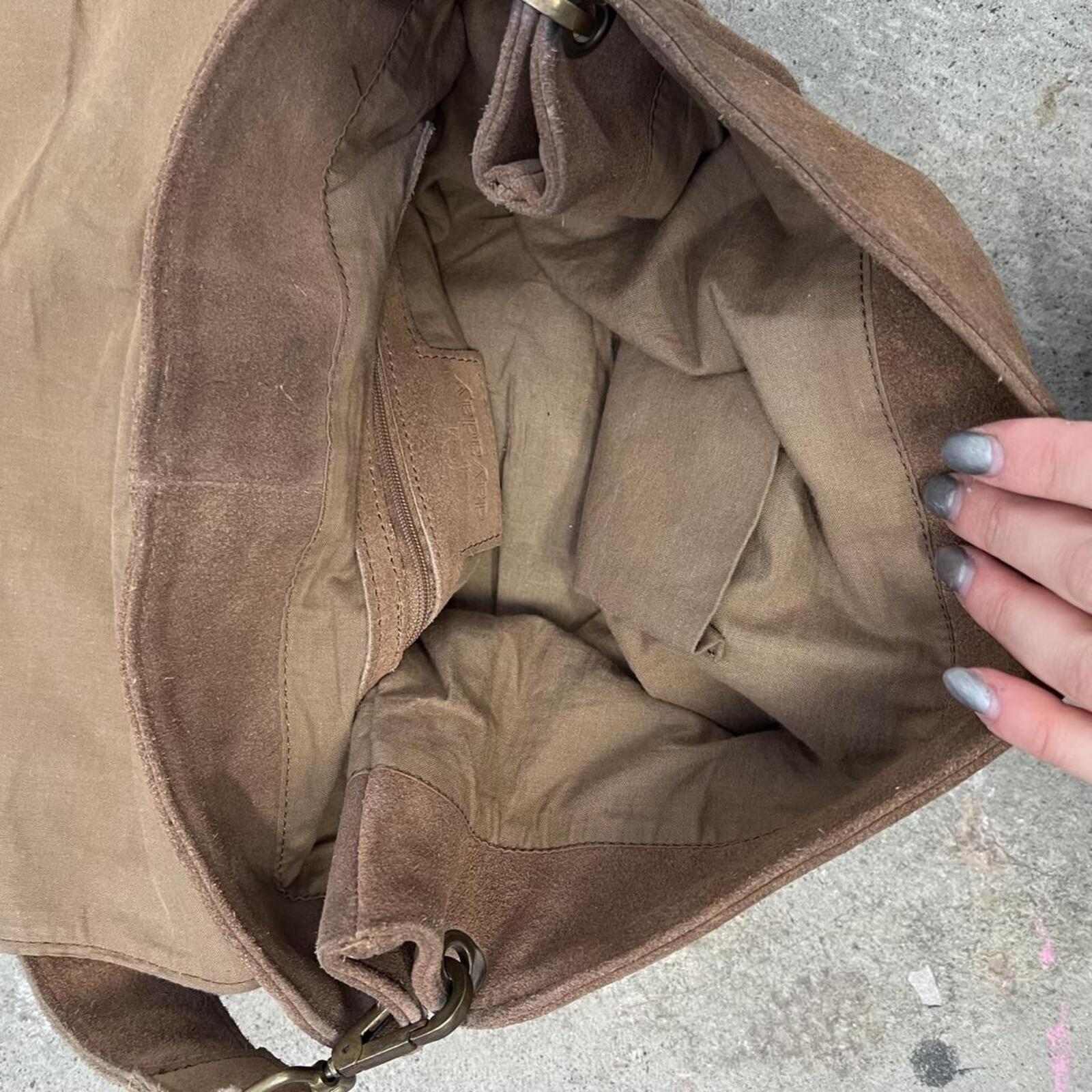 Brown suede leather slouchy vintage bag