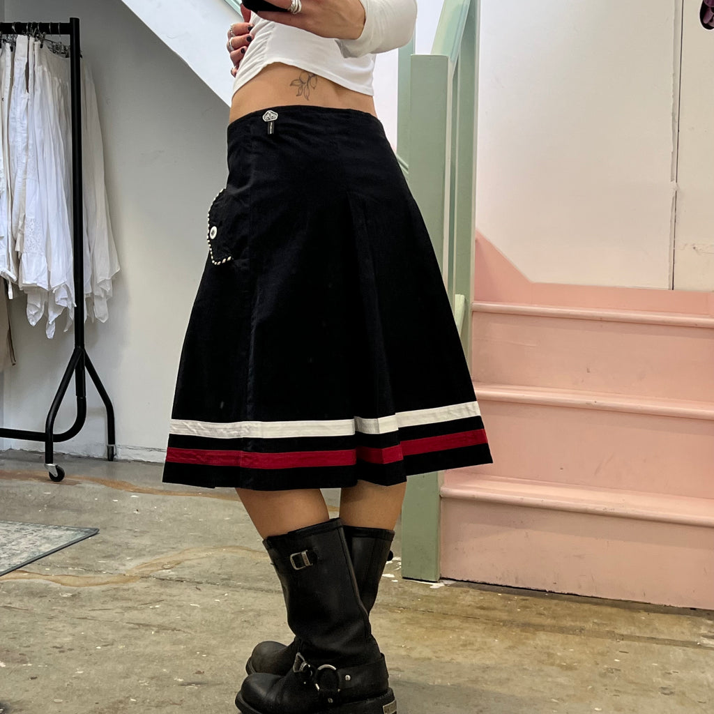 Fornarina black pleated button skirt
