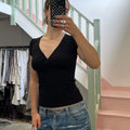 Black v neck fitted tee
