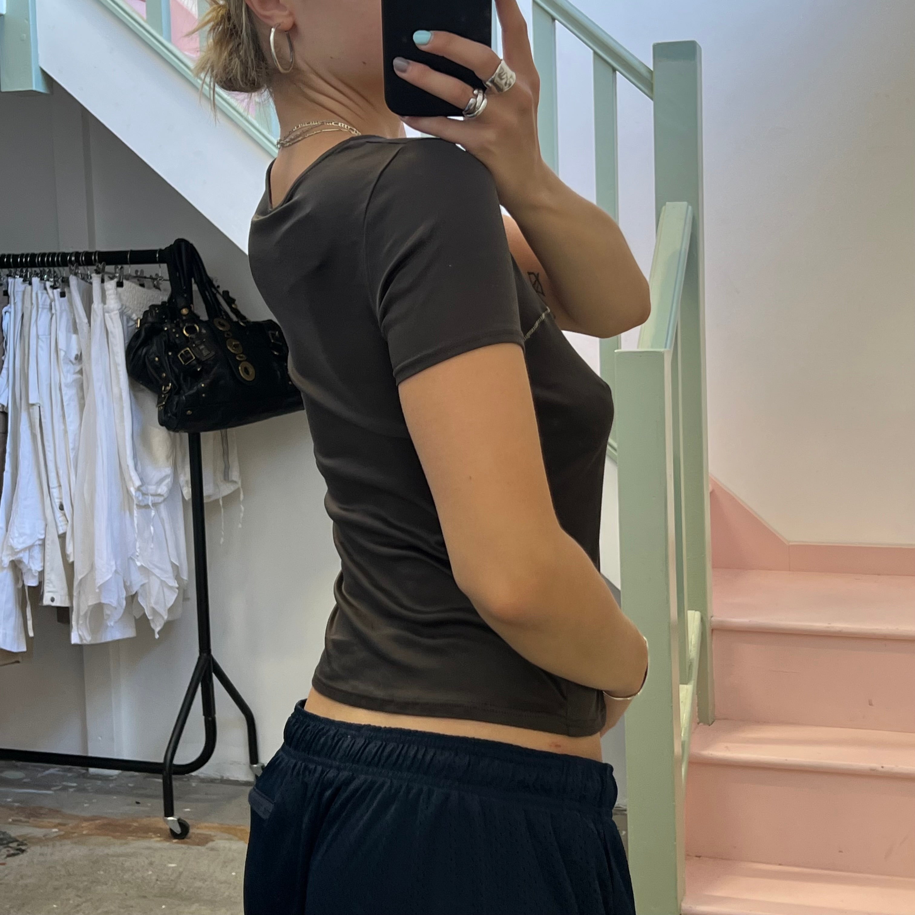 Brown slinky fitted baby tee