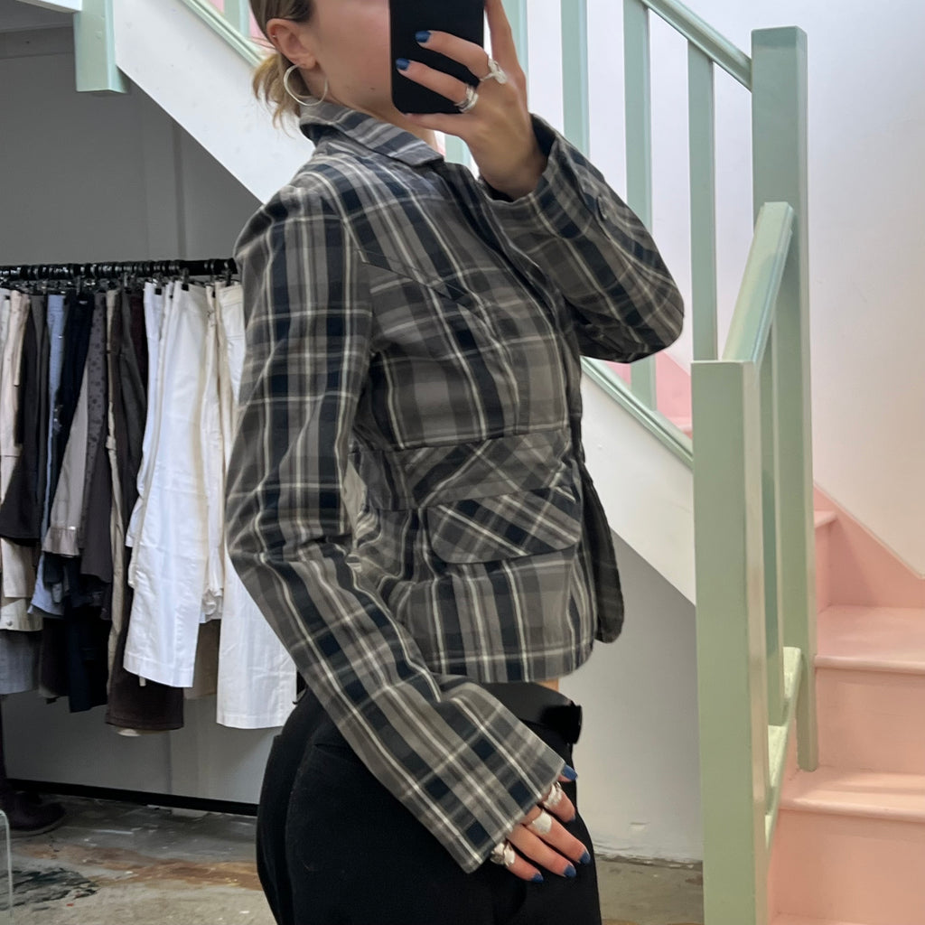 Motivi grey checkered fitted blazer