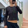 Black graphic print long sleeve top