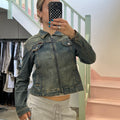 Acid wash zip up denim jacket