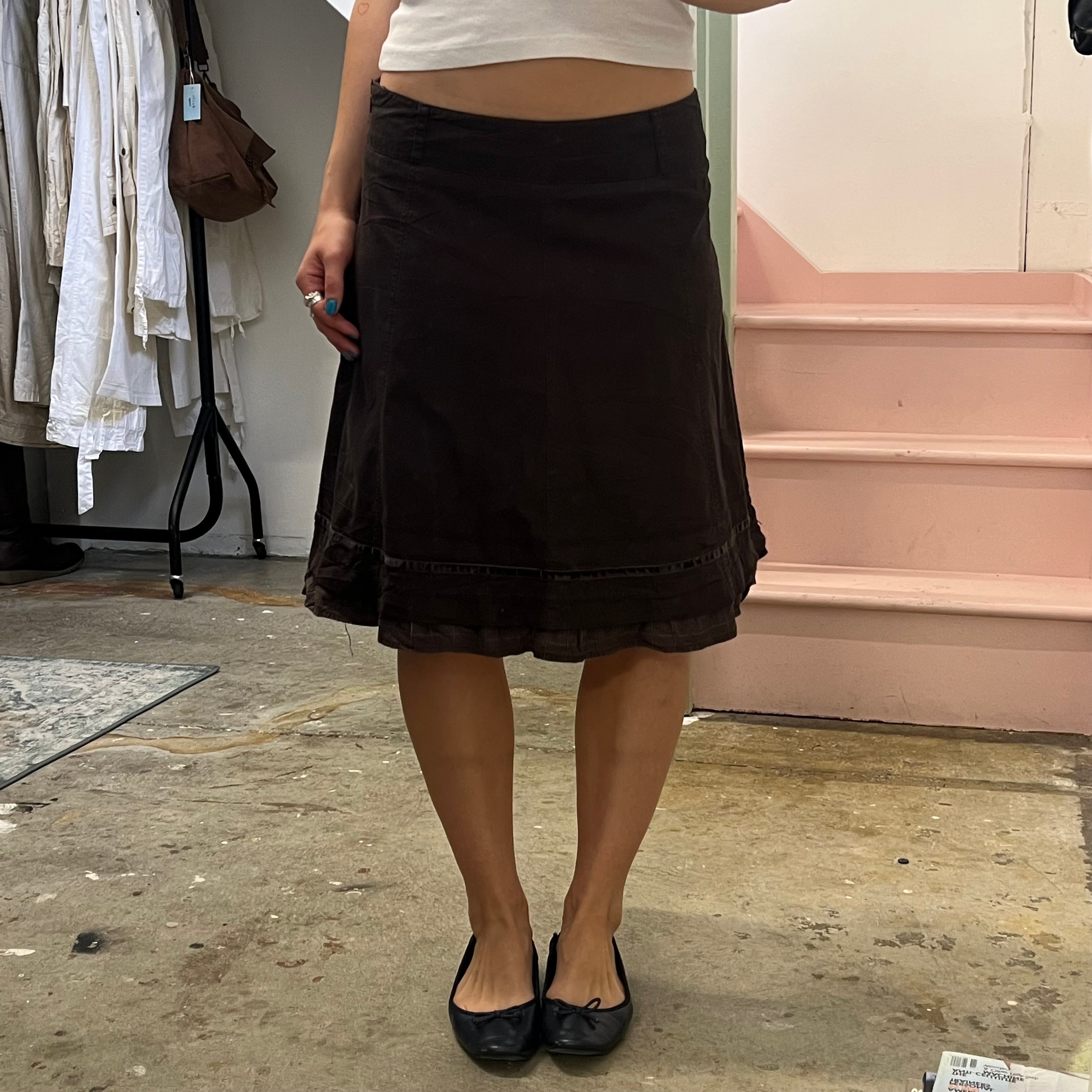 Brown layered midi skirt