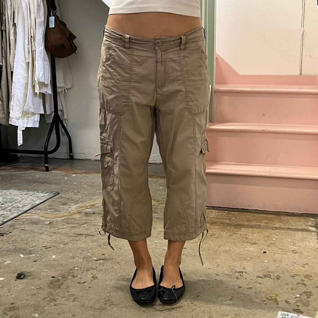 Cream baggy cargo capris