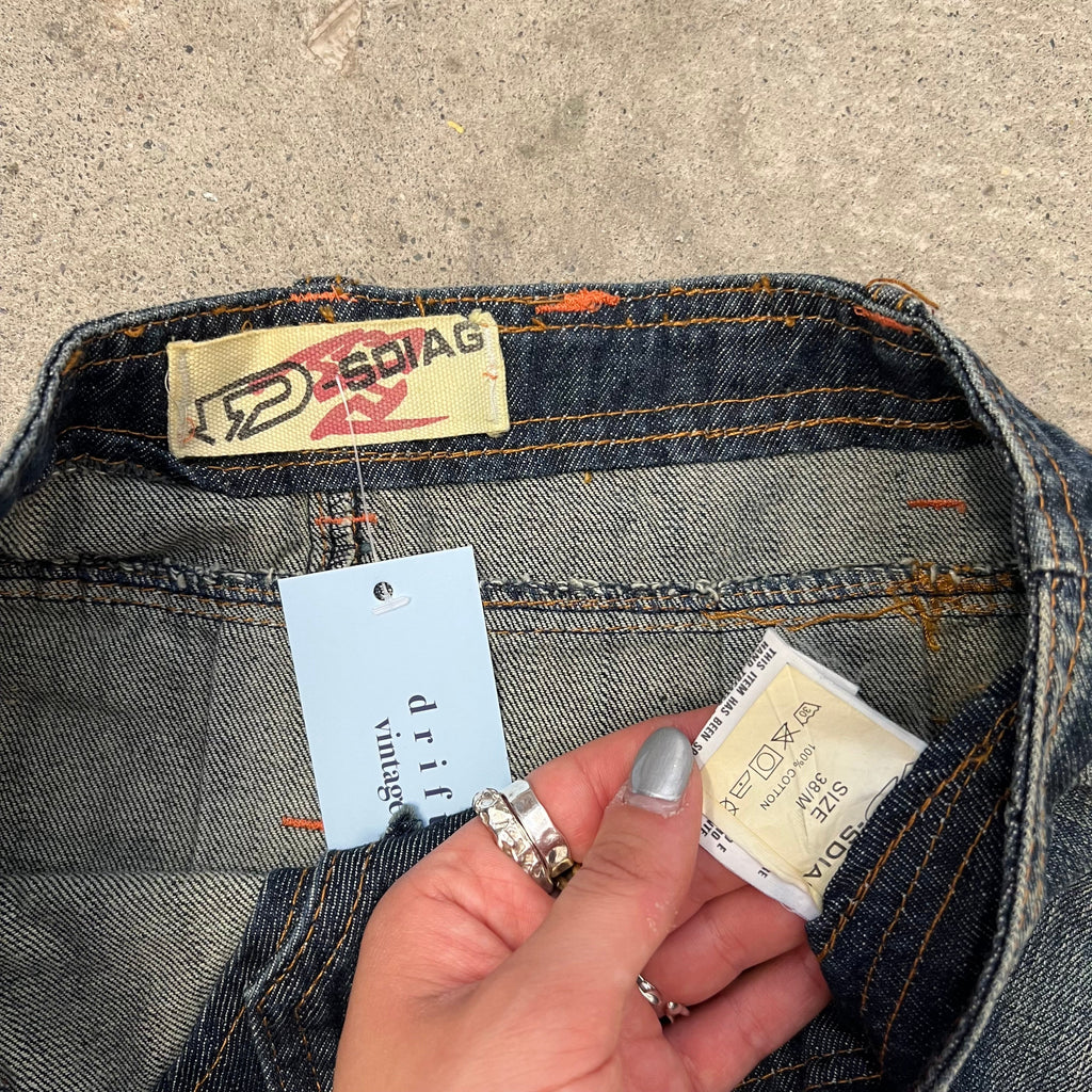 Micro mini pleated denim skirt