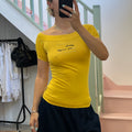 Yellow fitted off shoulder top