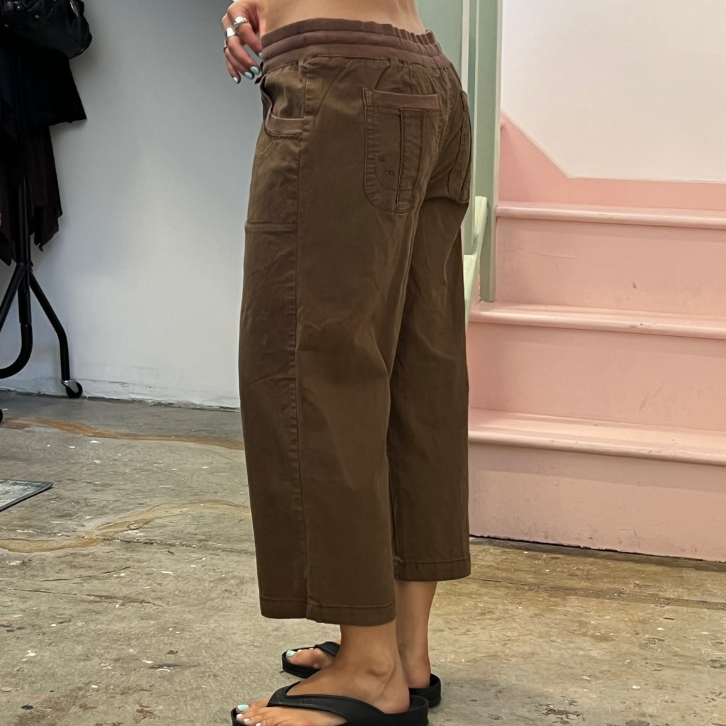 Brown tie waist cargo capris