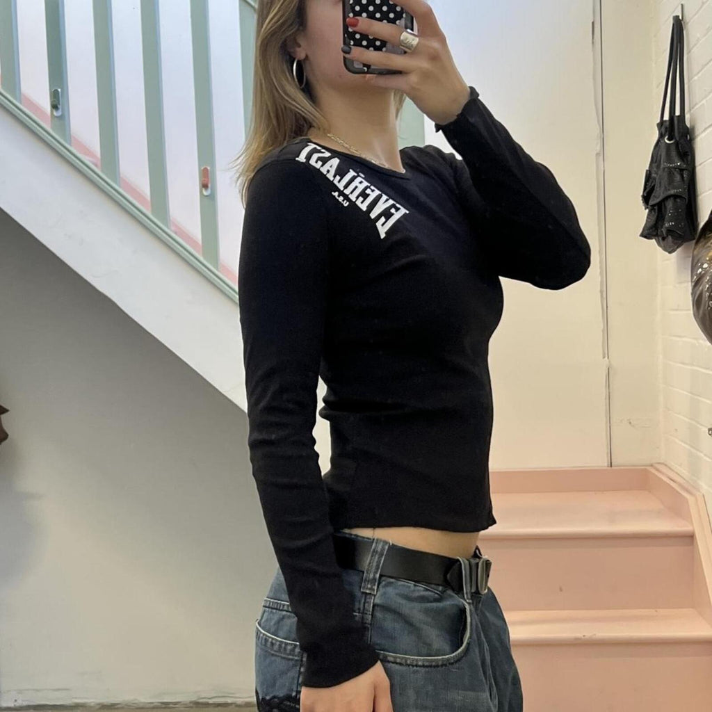 Everlast black fitted long sleeve sporty vintage top