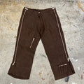 Brown linen capris with zip detail