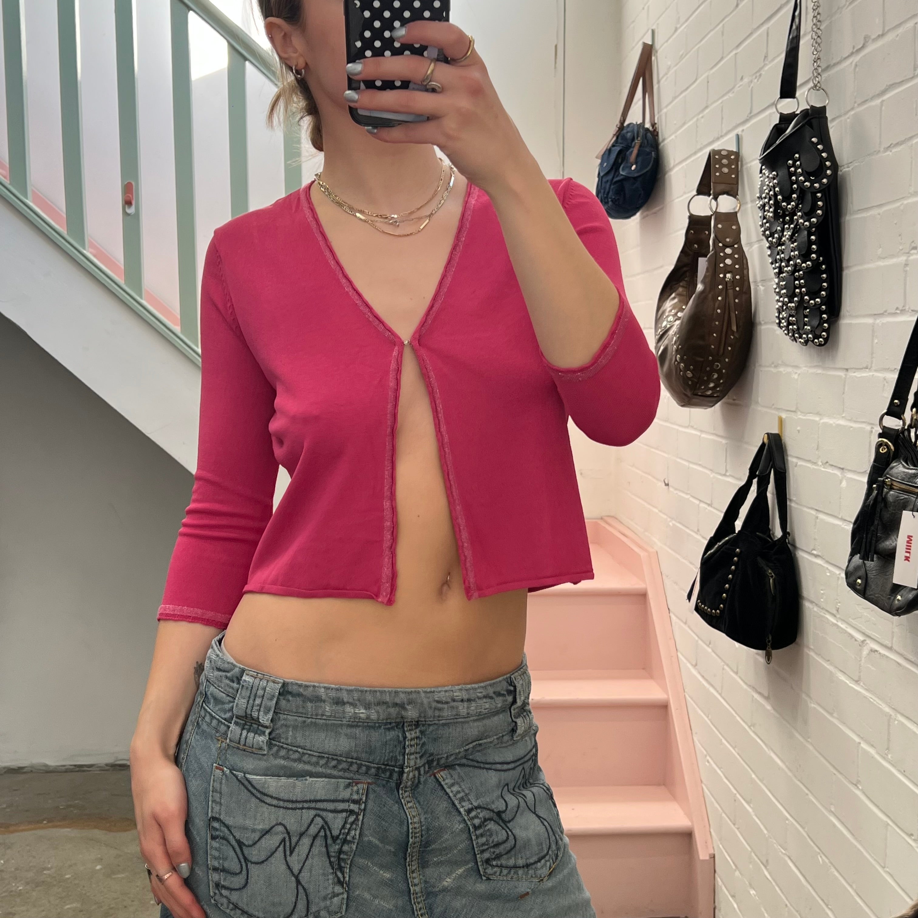 Pink cropped cardigan