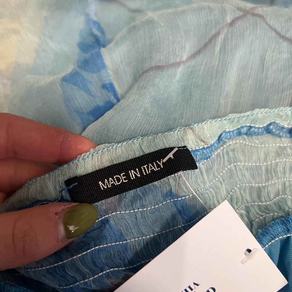 Blue silk floaty printed vintage slip dress