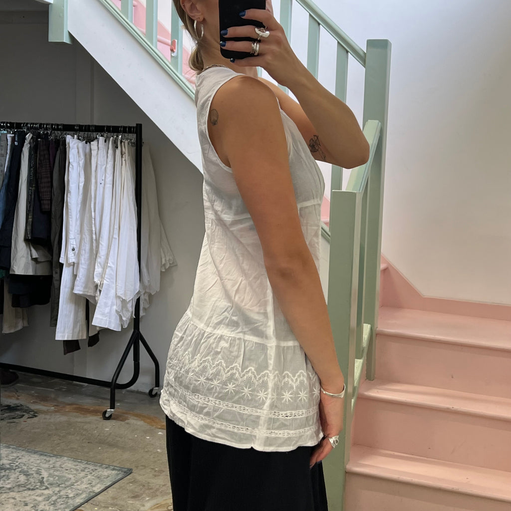 Promod white longline blouse
