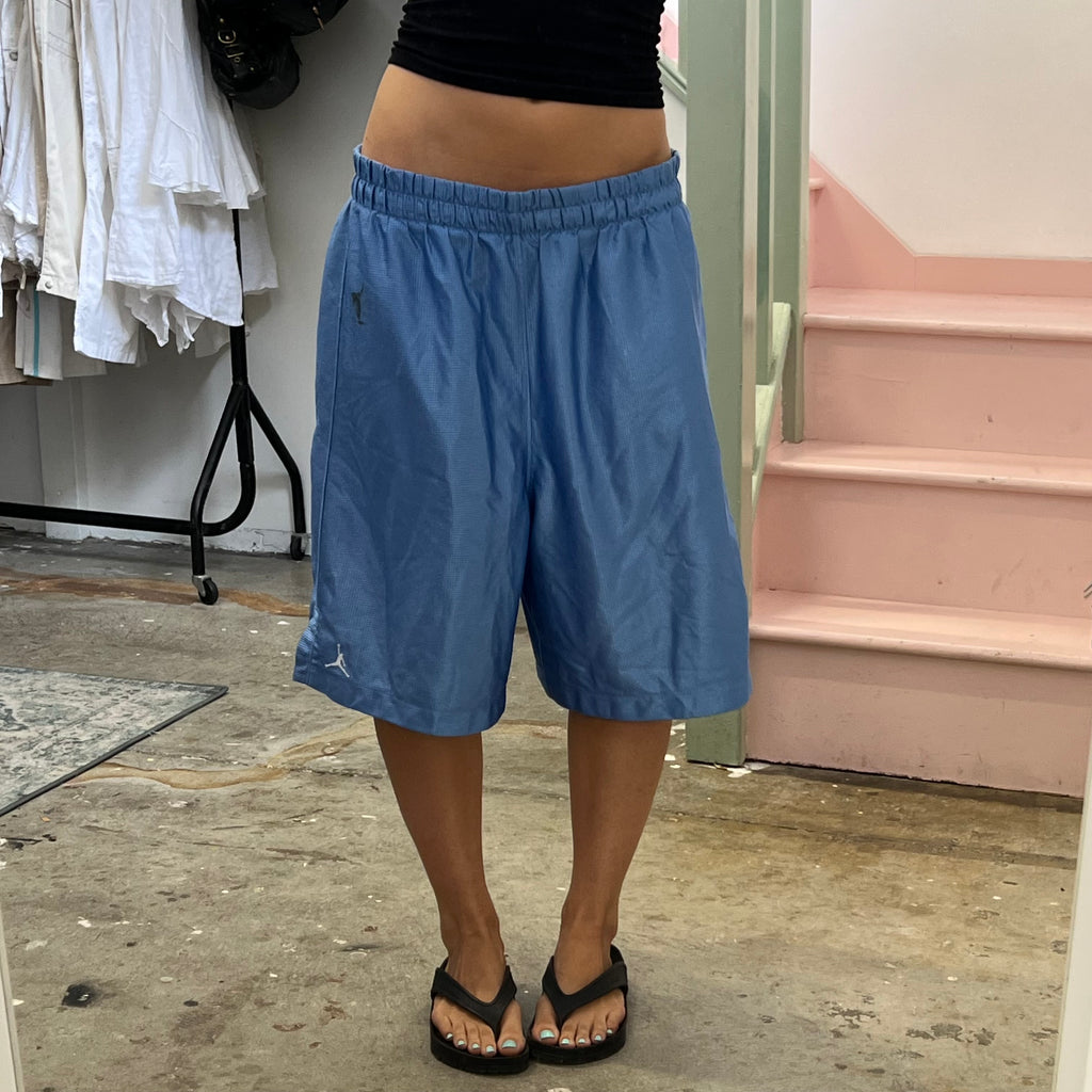 Light blue metallic basketball shorts