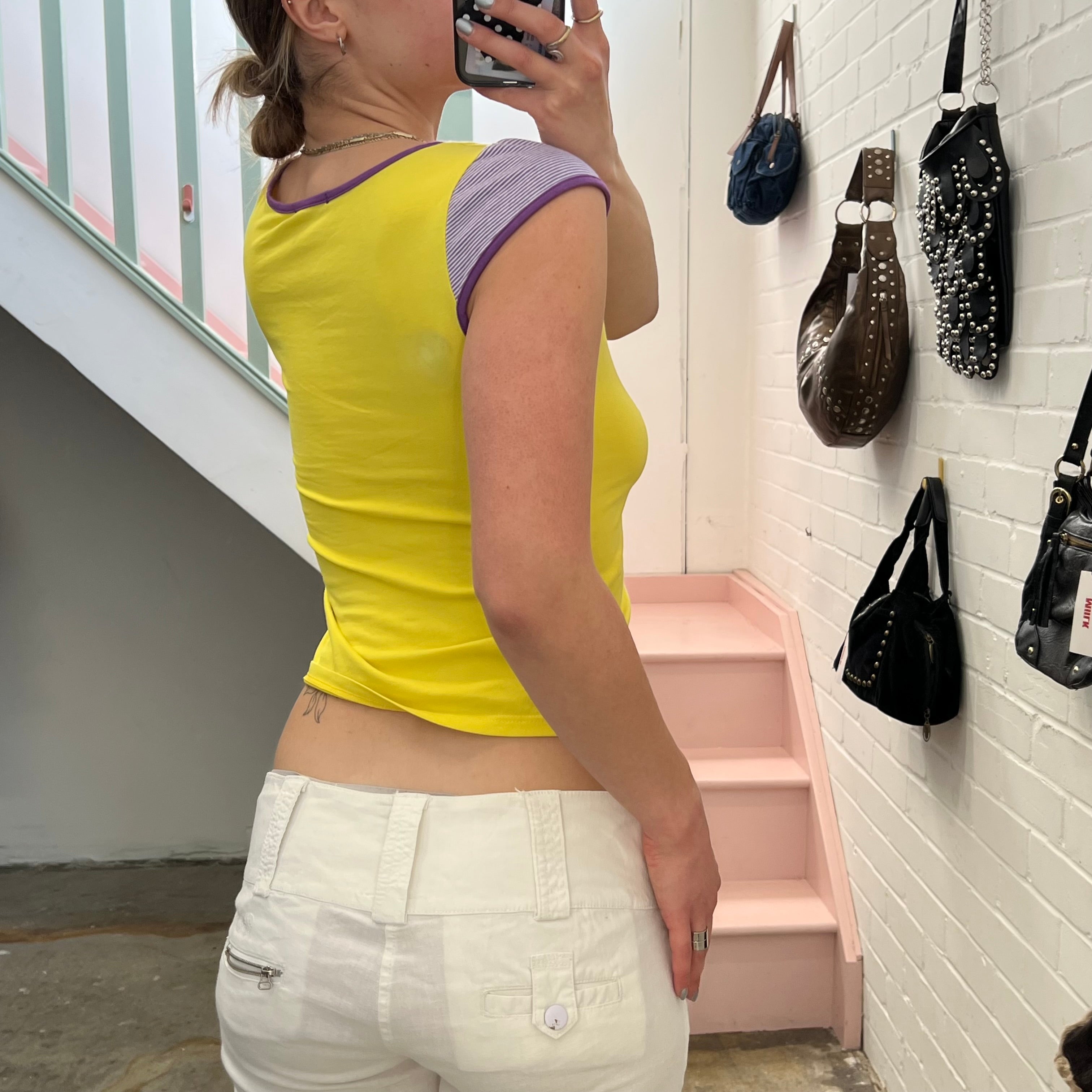 Yellow and purple layered baby tee