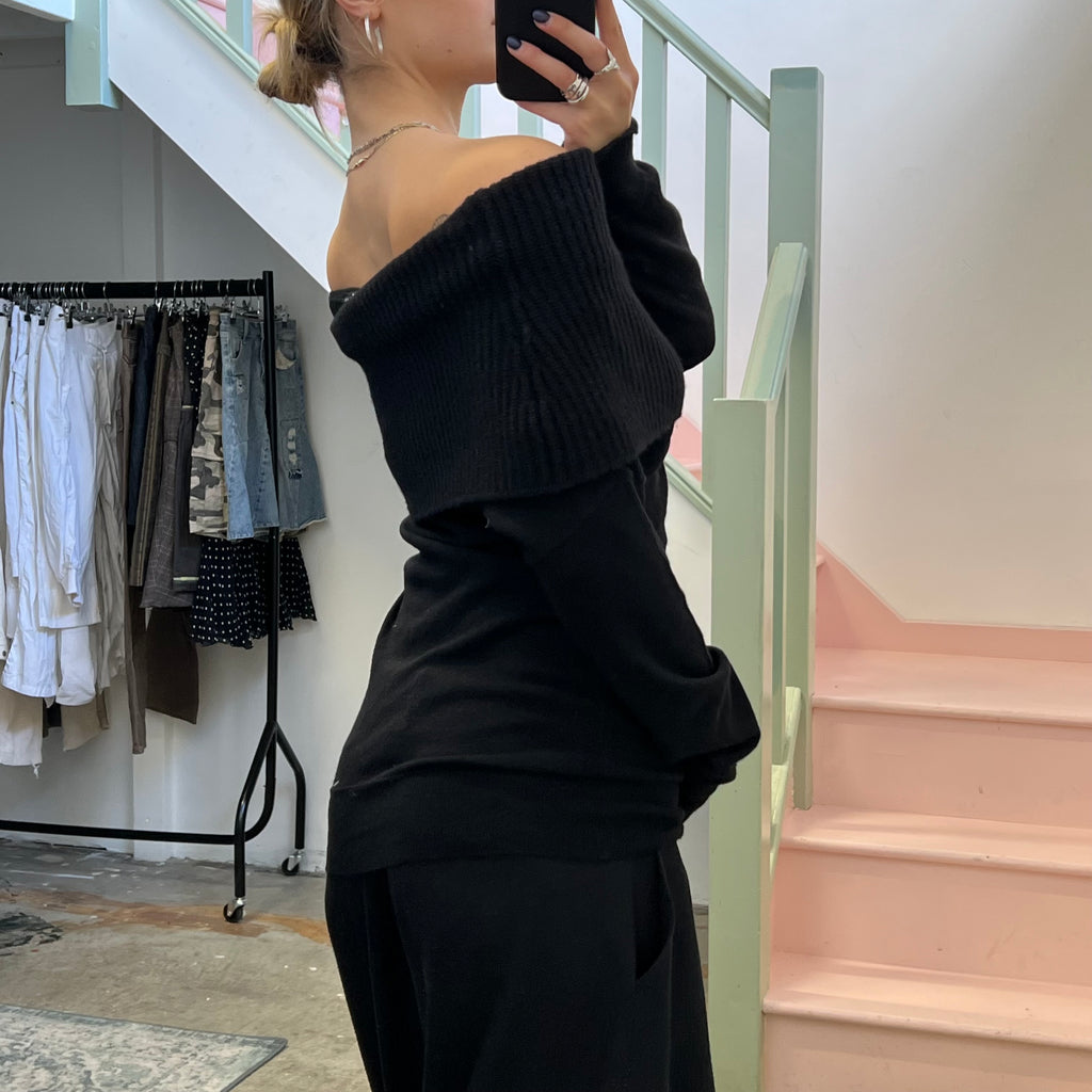Sisley black off shoulder sweater