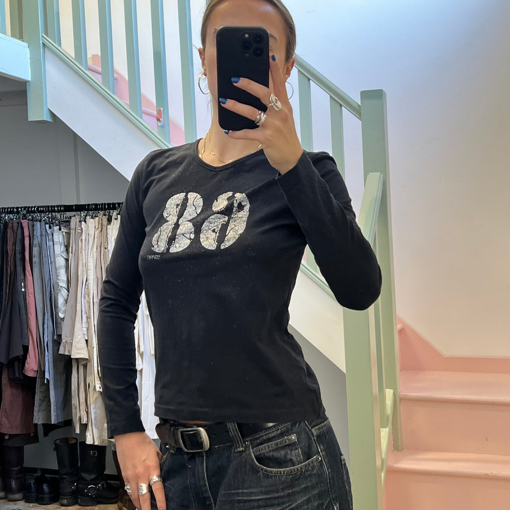 Esprit black and silver printed top