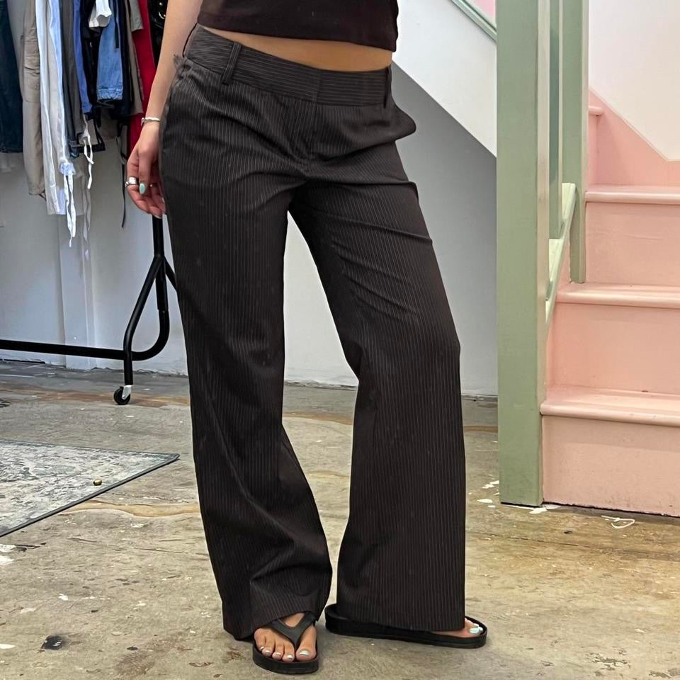 Mexx pinstripe low rise wide leg tailored trousers