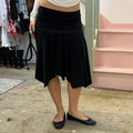 Black slinky asymmetrical midi skirt
