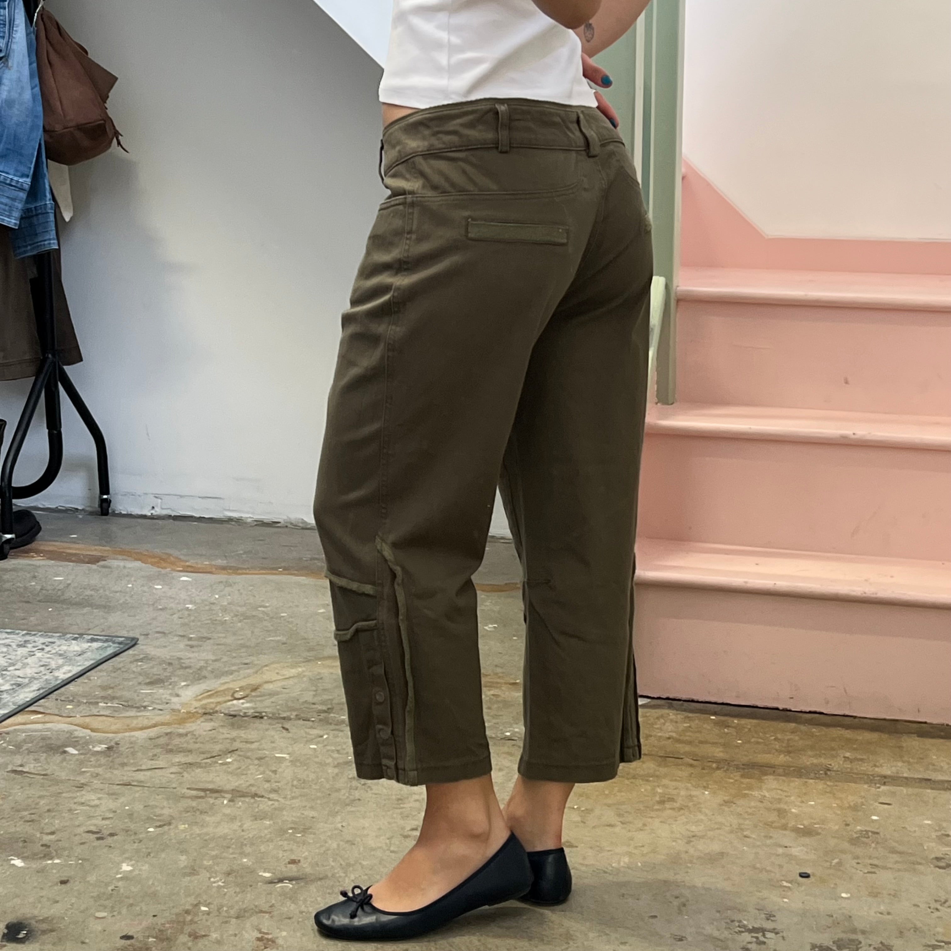 Khaki denim capris