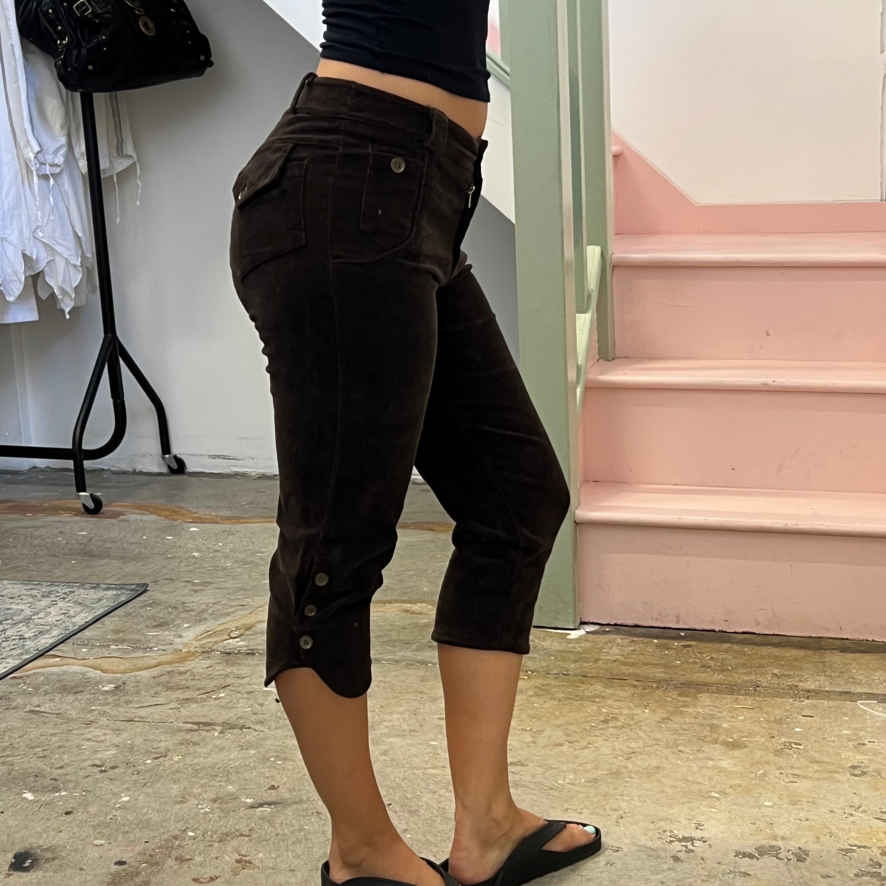 Brown corduroy fitted capris