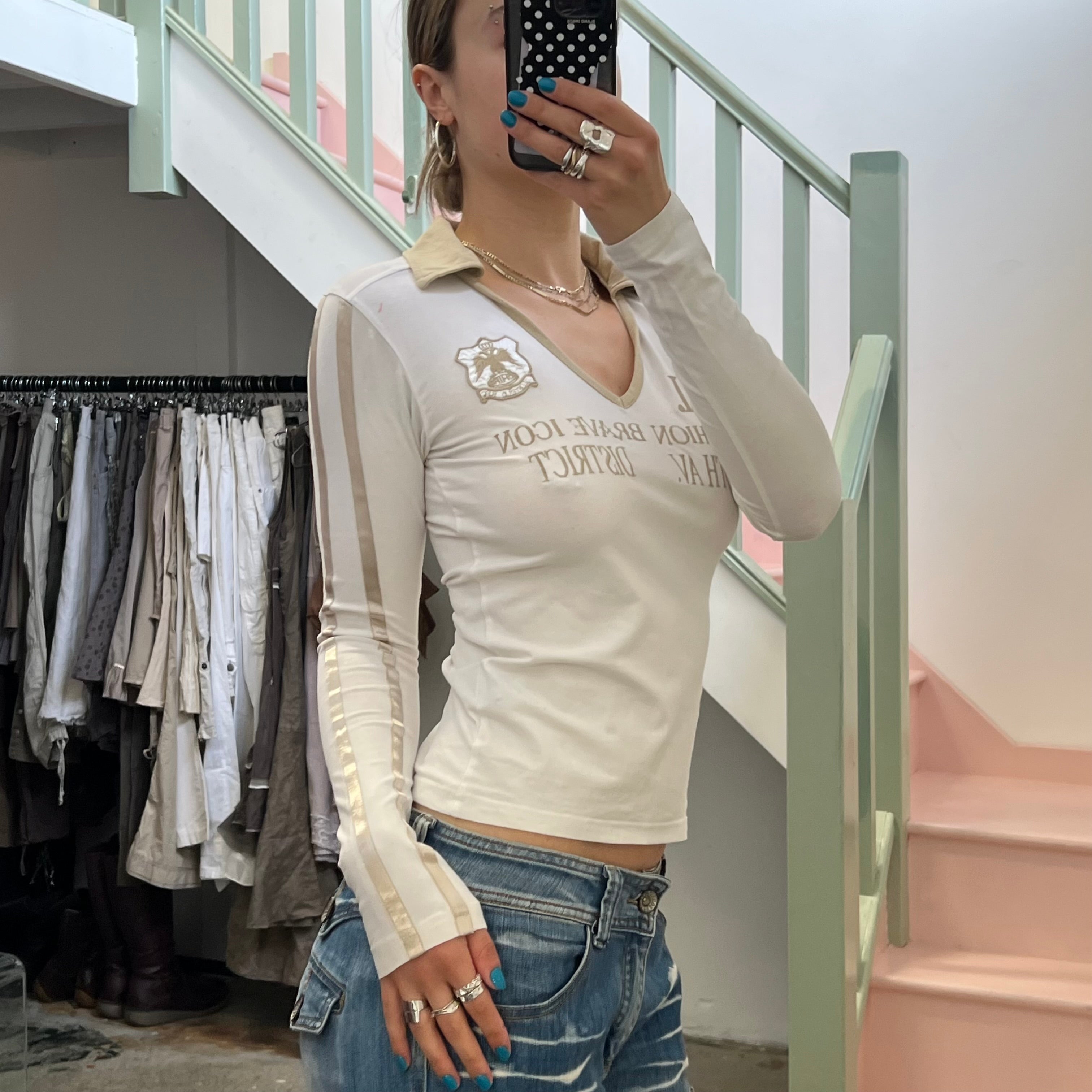 White fitted polo shirt