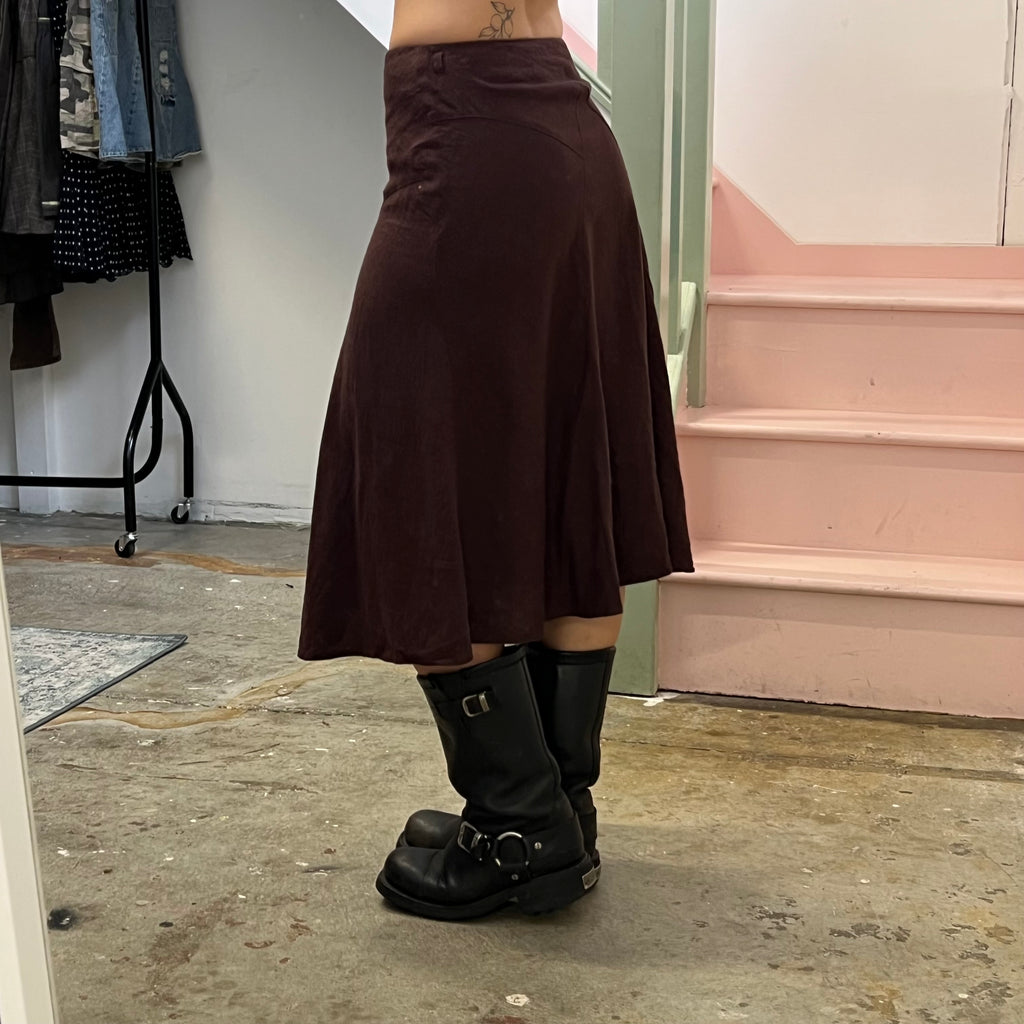 Brown asymmetrical maxi skirt