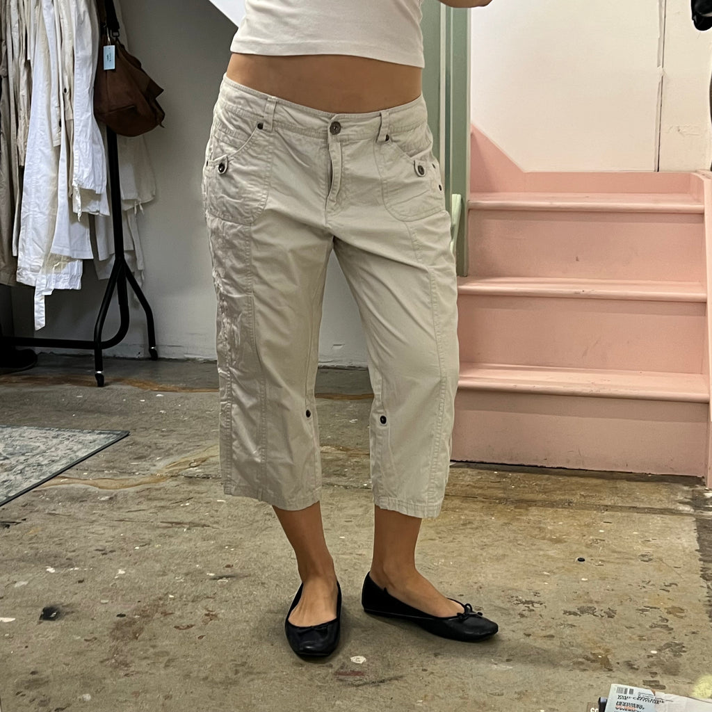 Cream cargo capris