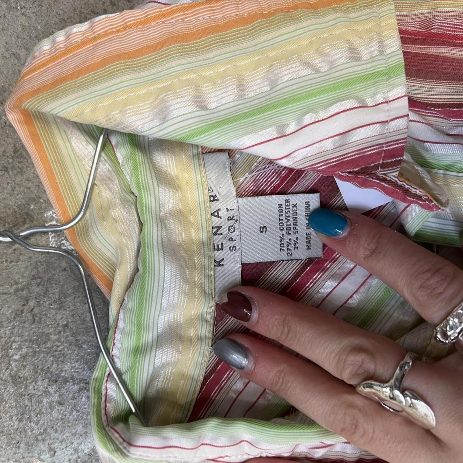 Multicolour striped fitted vintage short sleeve shirt