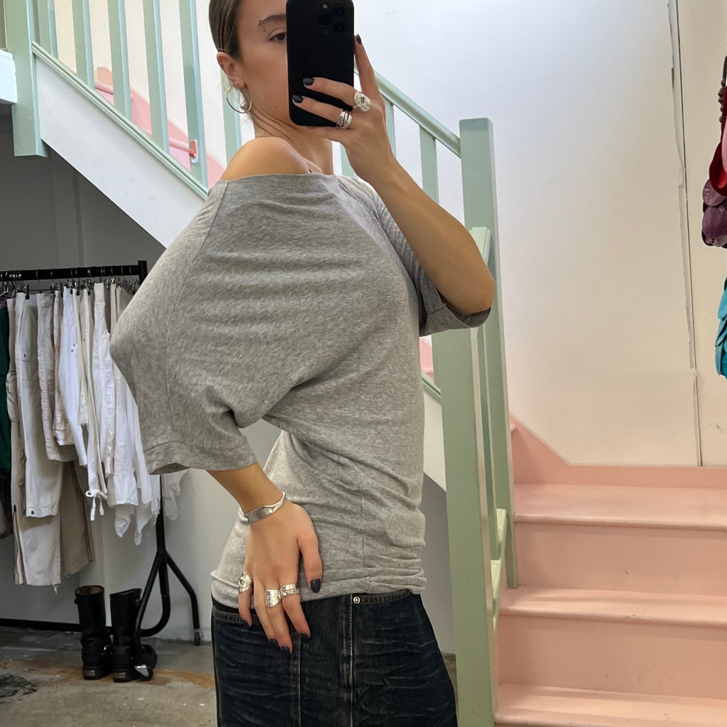 Grey slouchy batwing top