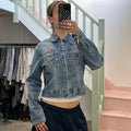 Light wash zip up denim jacket