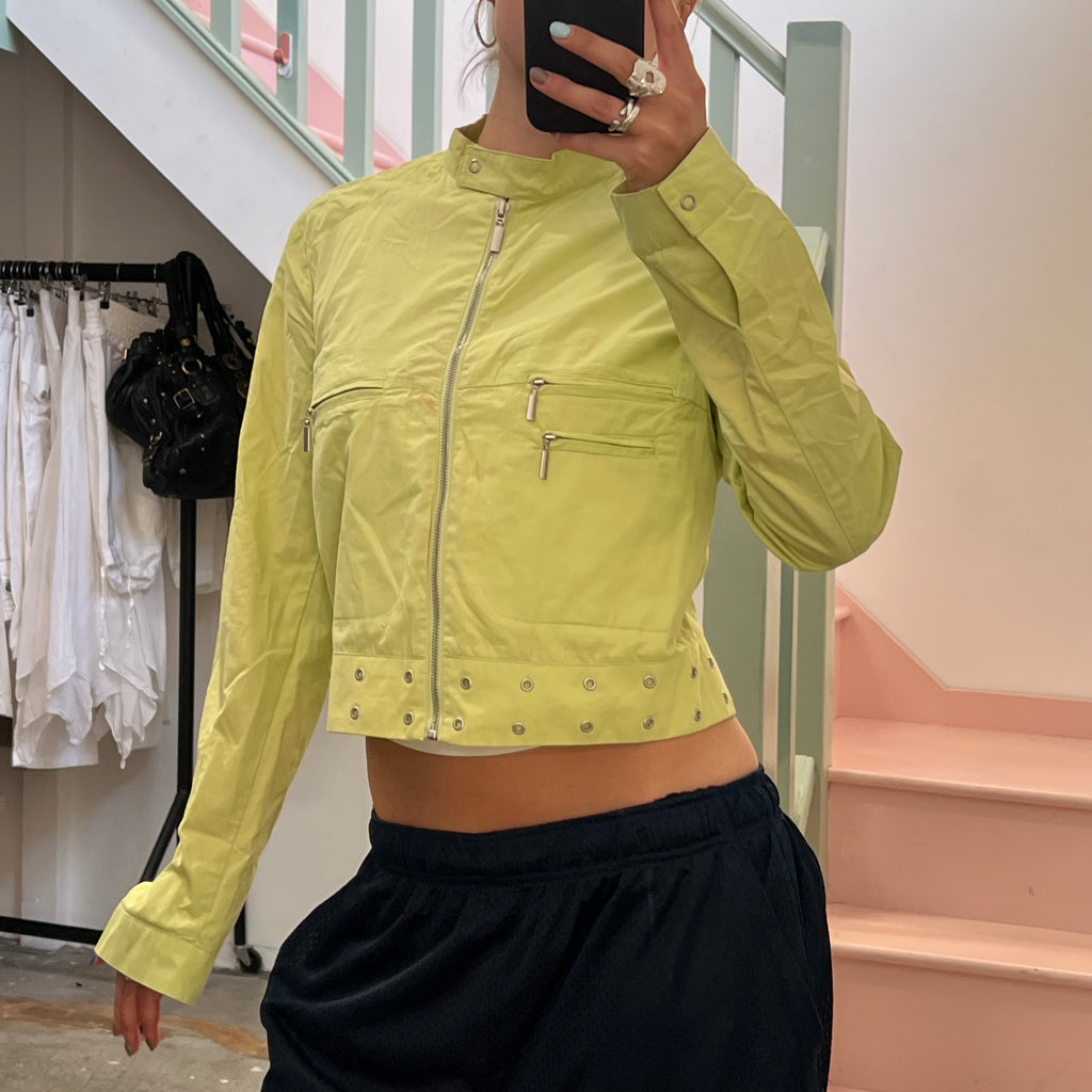 Lime green lightweight zip up jacket
