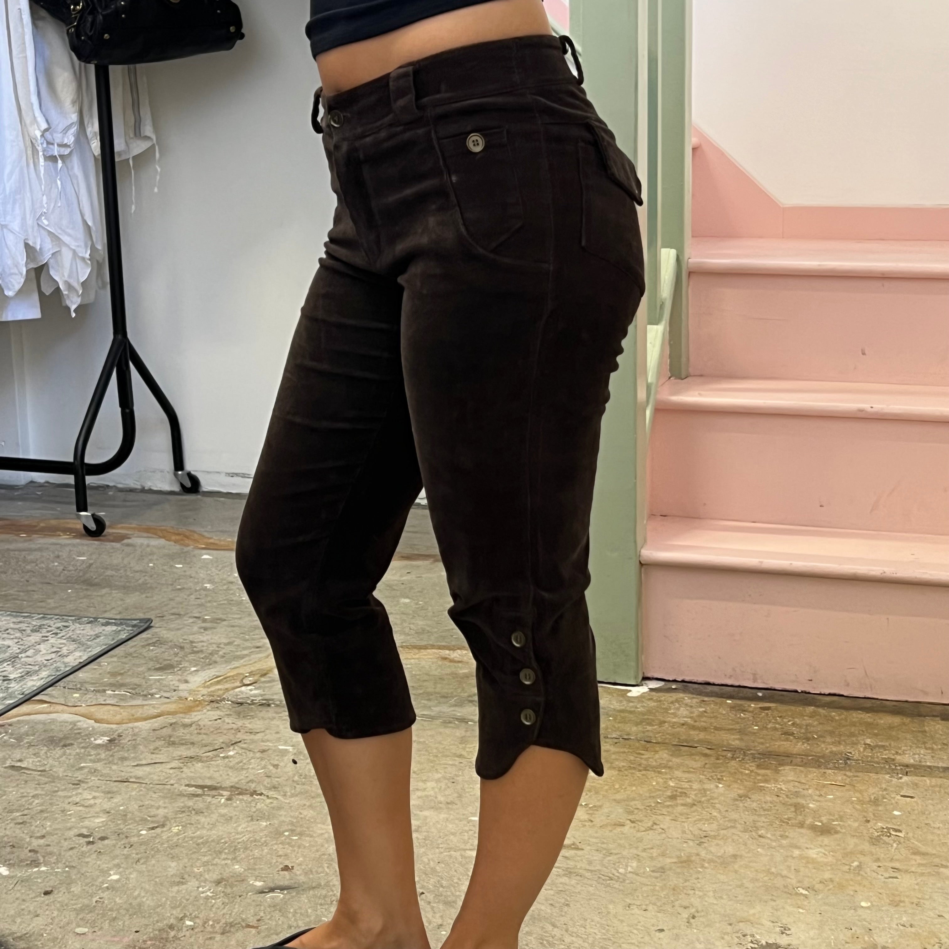 Brown corduroy fitted capris