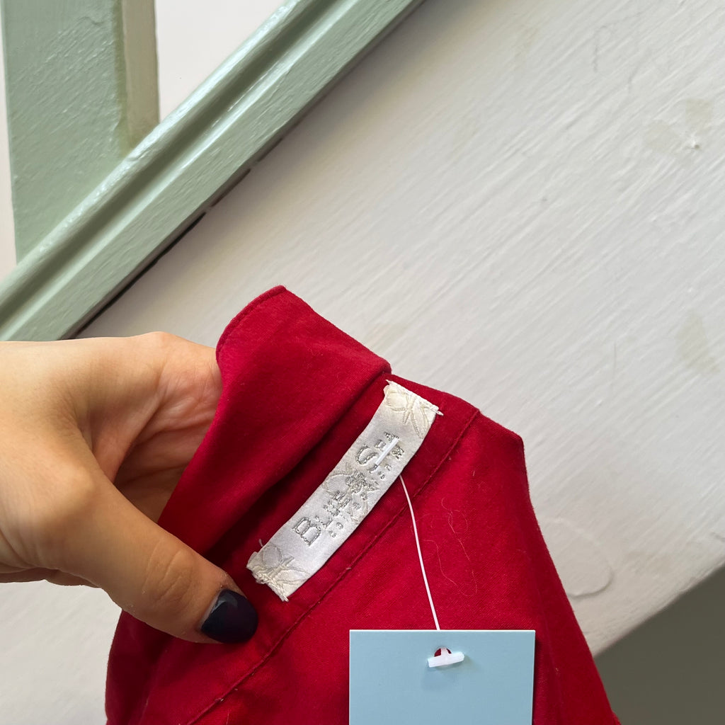 Red fitted long sleeve shirt
