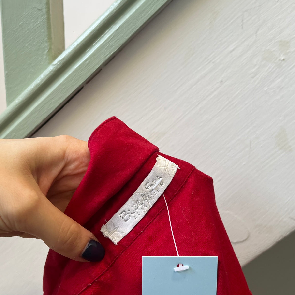 Red fitted long sleeve shirt