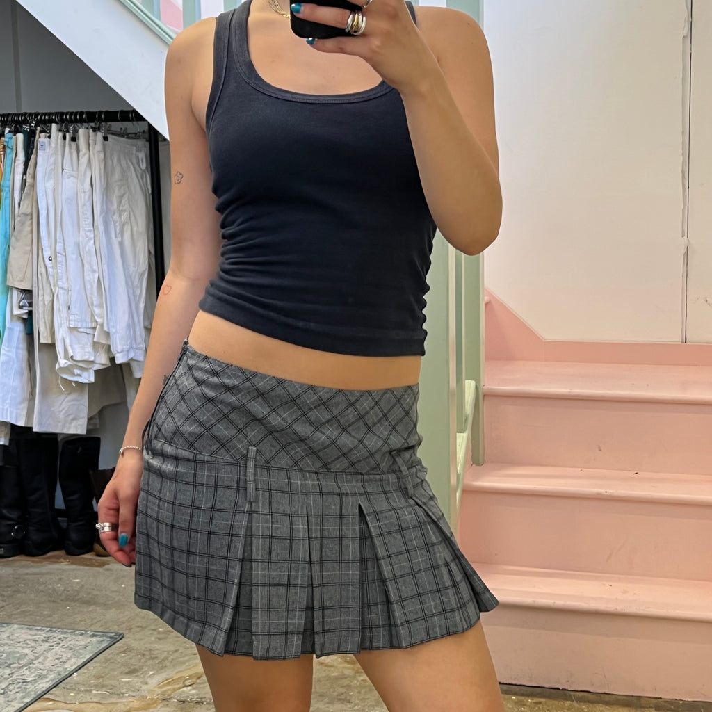 Orsay grey checkered pleated mini skirt