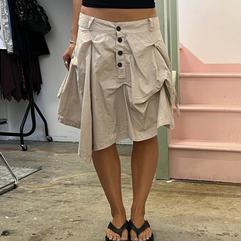 Cream ruched bubble asymmetrical utility skirt