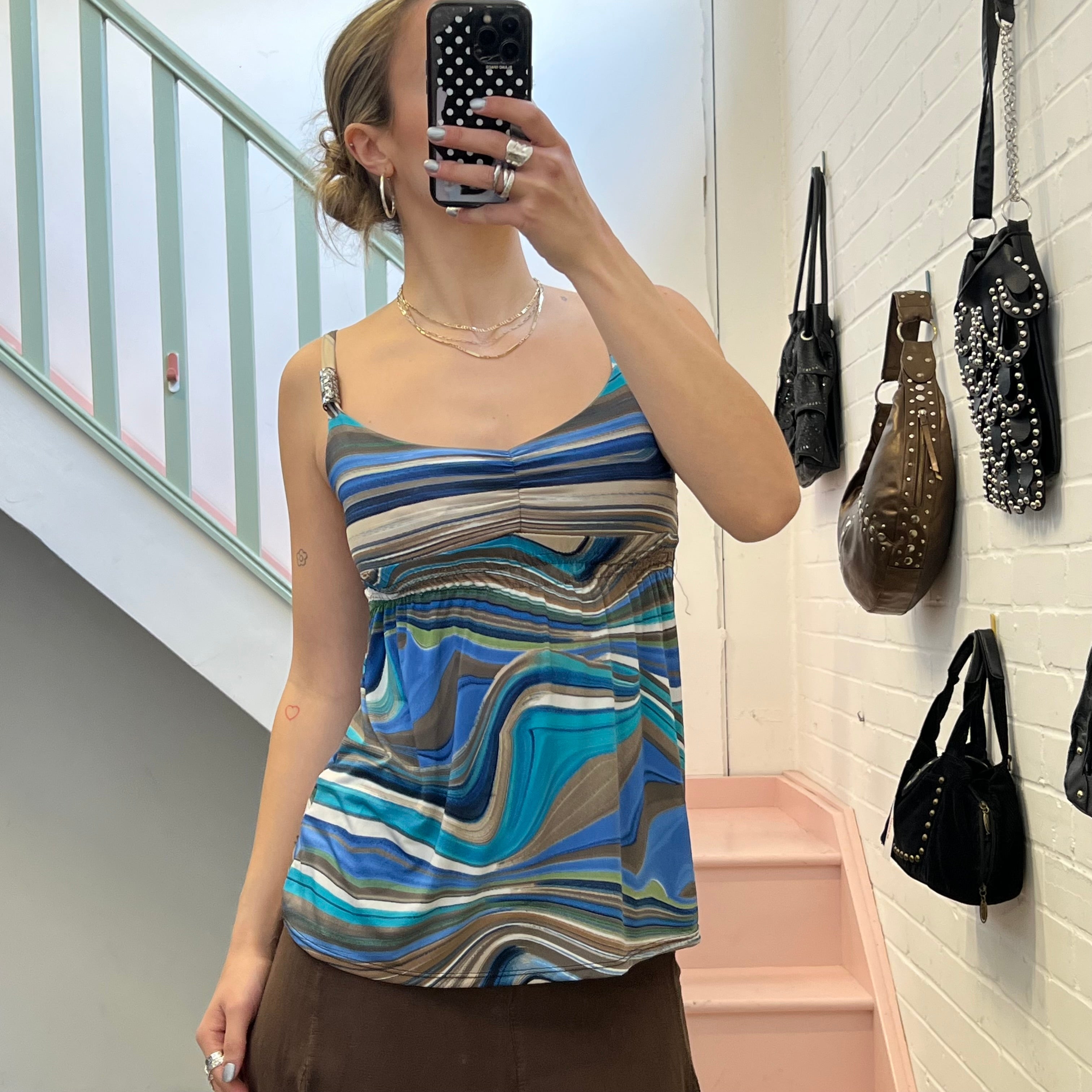 Blue printed vest