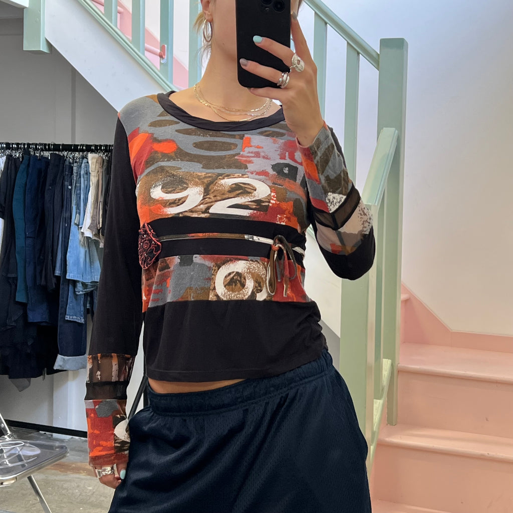 Graphic print long sleeve top