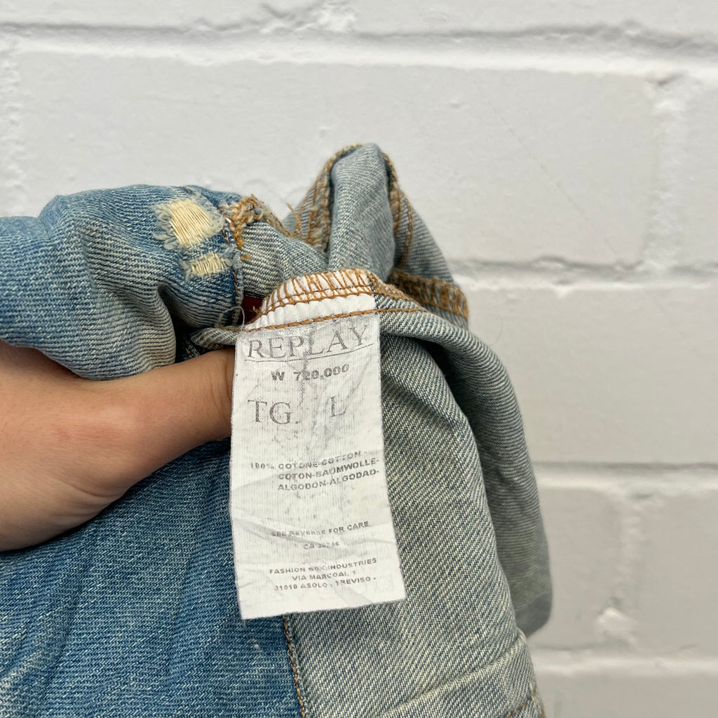 Replay light blue zip up denim jacket