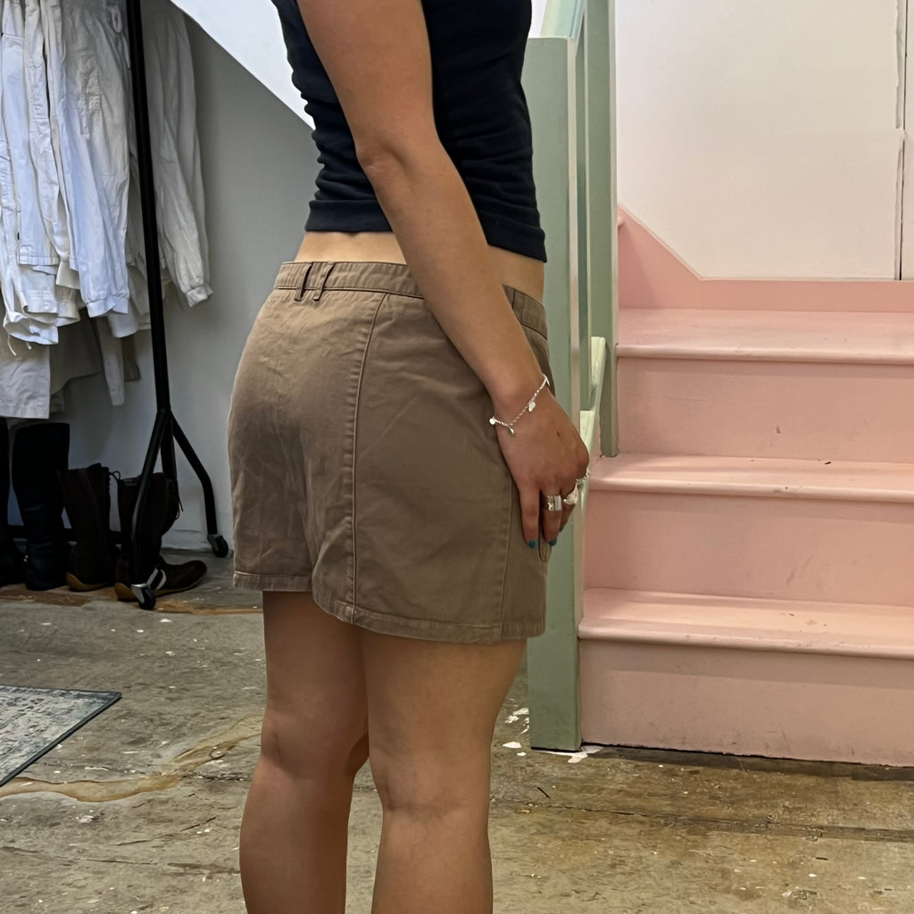 Brown cargo mini skirt