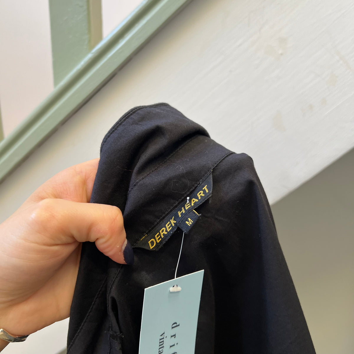 Black fitted button up shirt