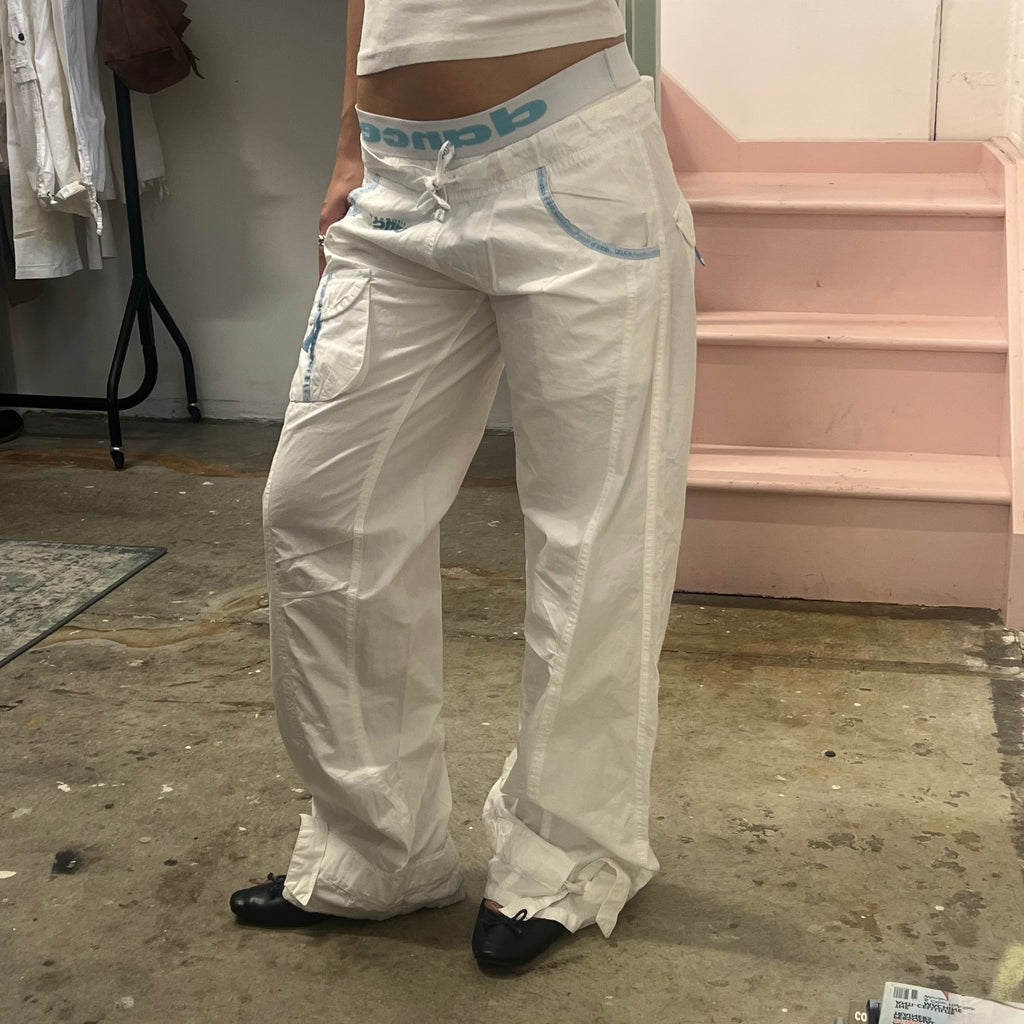 Danza white baggy wide leg joggers