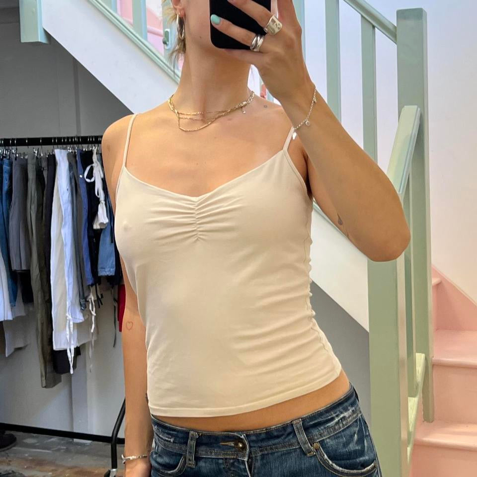Cream ruched cami