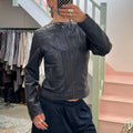 Naf Naf navy leather biker jacket