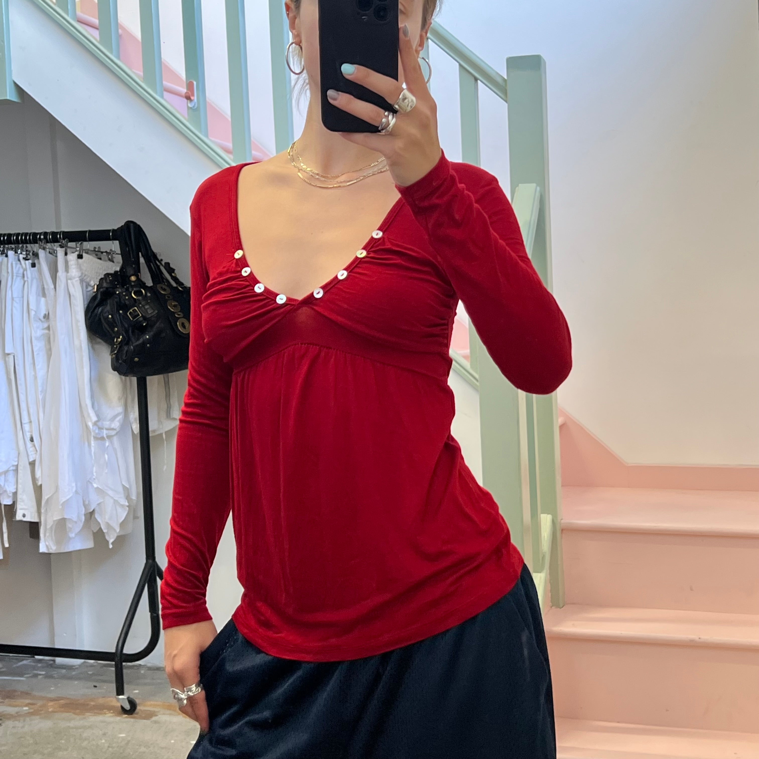 Burgundy v neck blouse