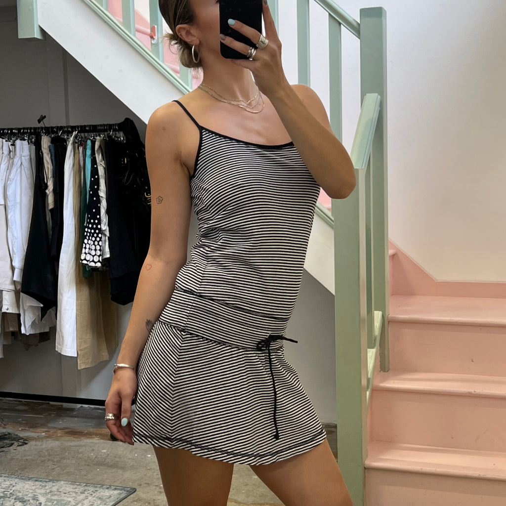 Stripe drop waist mini dress